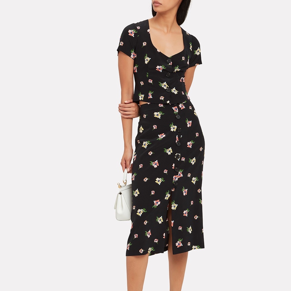 INTERMIX Caren Floral Silk Skirt 4